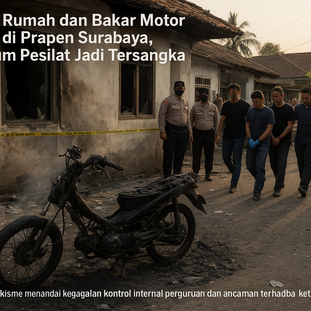 Rusak Rumah dan Bakar Motor Warga di Prapen Surabaya, 4 Oknum Pesilat Jadi Tersangka