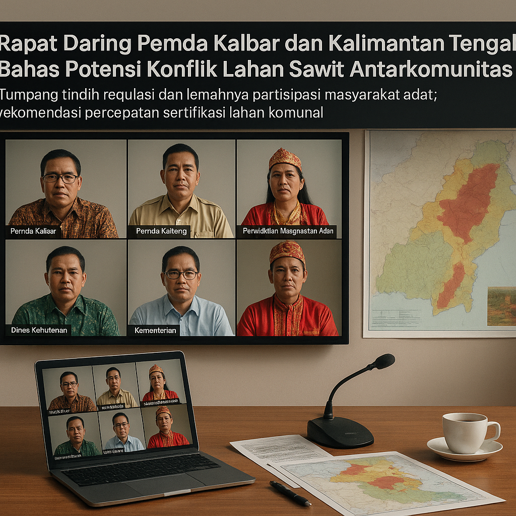 Rapat Daring Pemda Kalbar dan Kalimantan Tengah Bahas Potensi Konflik Lahan Sawit Antarkomunitas