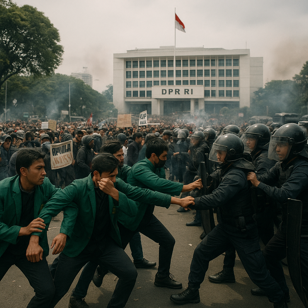 Kala Demo Mahasiswa di Depan DPR Diwarnai Ricuh dan Saling Pukul