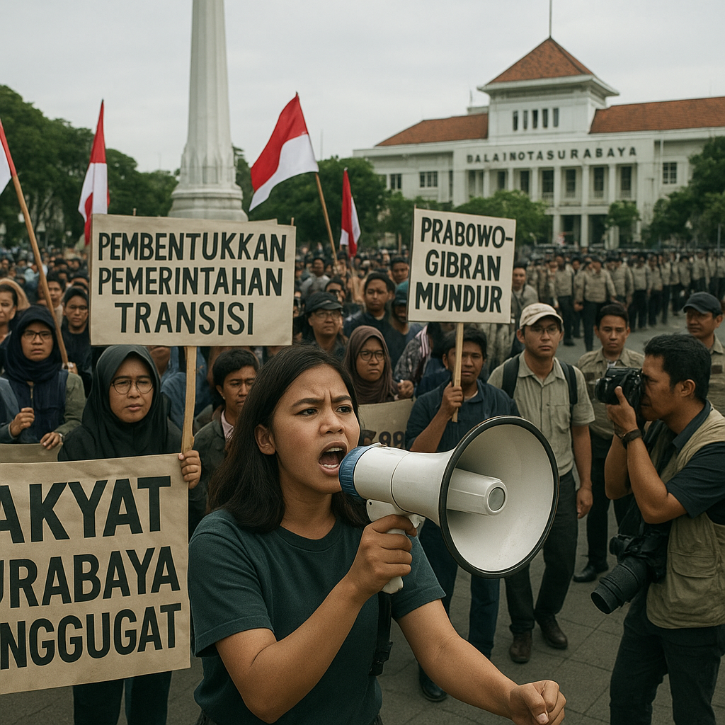 Rakyat Surabaya Menggugat Desak Prabowo-Gibran Mundur hingga Pembentukan Pemerintahan Transisi
