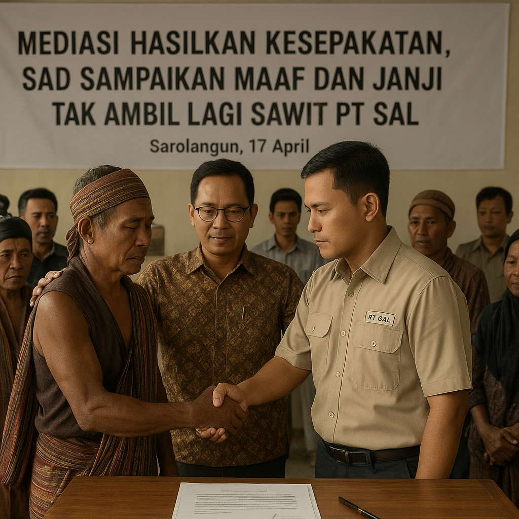 Mediasi Hasilkan Kesepakatan, SAD Sampaikan Maaf dan Janji Tak Ambil Lagi Sawit PT SAL