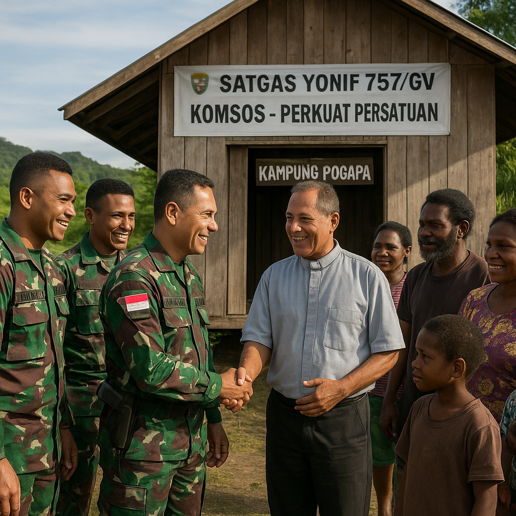 Satgas Yonif 757/GV Rangkul Tokoh Gereja dan Warga Intan Jaya, Komsos Perkuat Persatuan di Kampung Pogapa