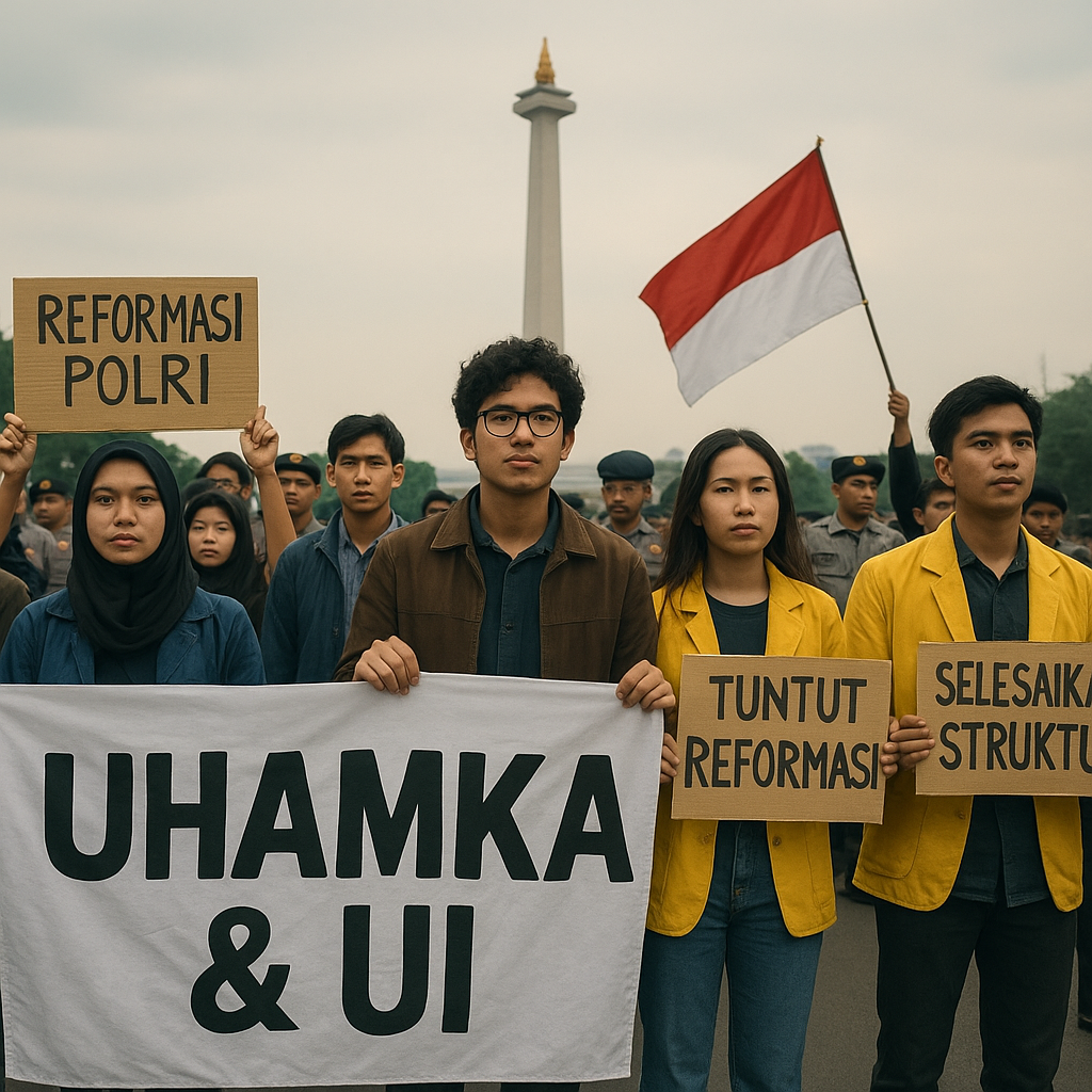 Demo di Jakarta: Mahasiswa Uhamka dan UI Gelar Aksi, Tuntut Reformasi Polri