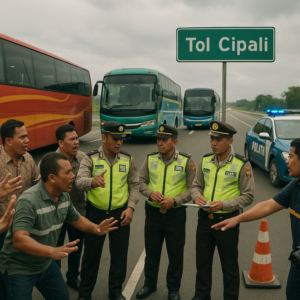 Kericuhan di Tol Cipali Dipicu Persaingan Antar Sopir Bus, Polisi Lakukan Mediasi