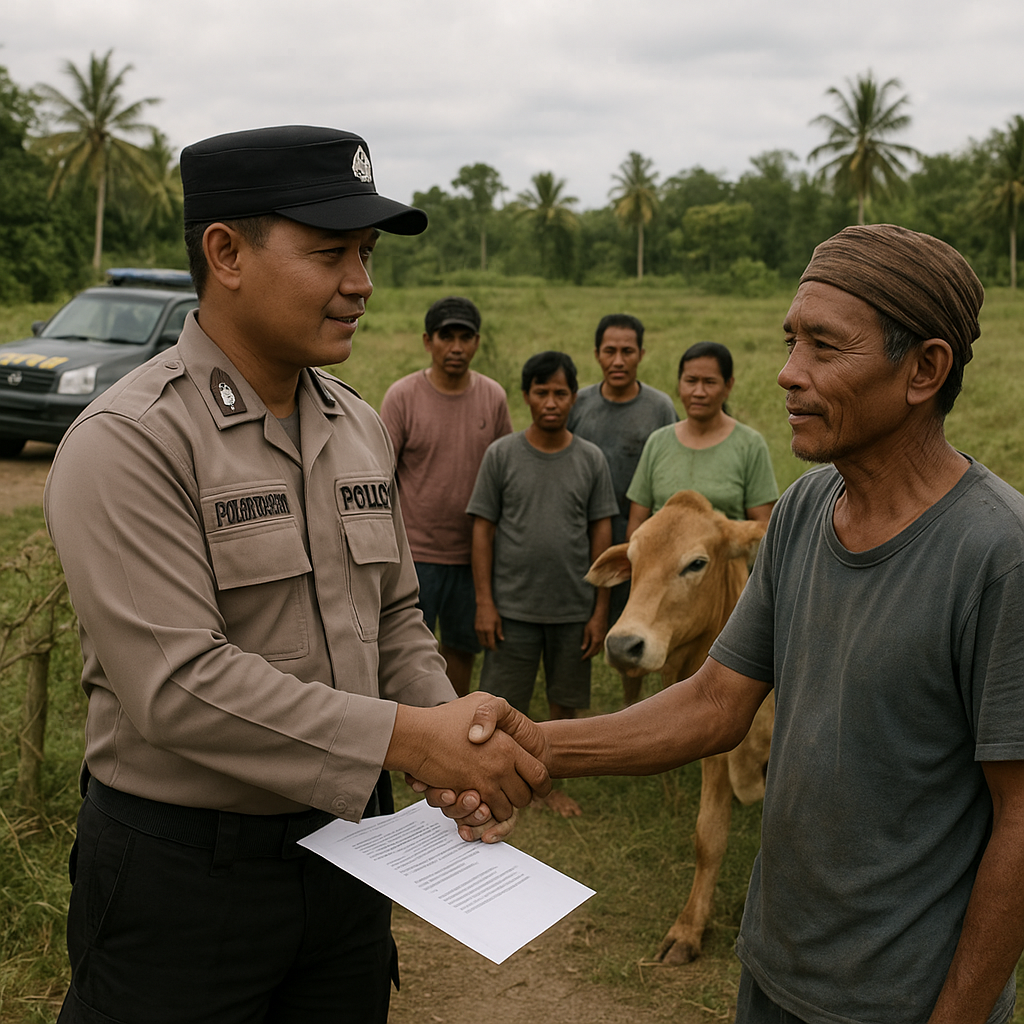 Polsek Sasitamean Mediasi Sengketa Ternak dan Pemilik Kebun, Konflik yang Berlarut Berakhir Damai