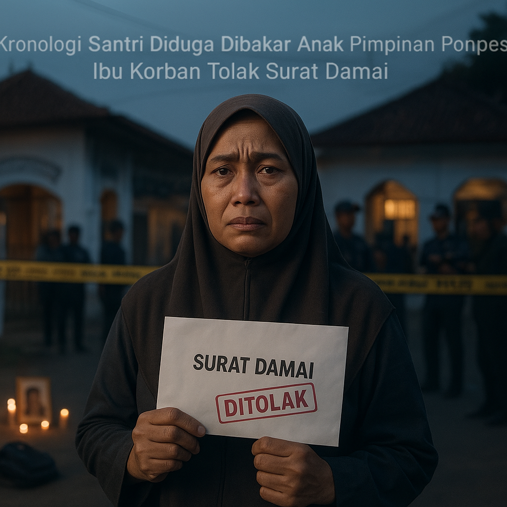 Kronologi Santri Diduga Dibakar Anak Pimpinan Ponpes, Ibu Korban Tolak Surat Damai