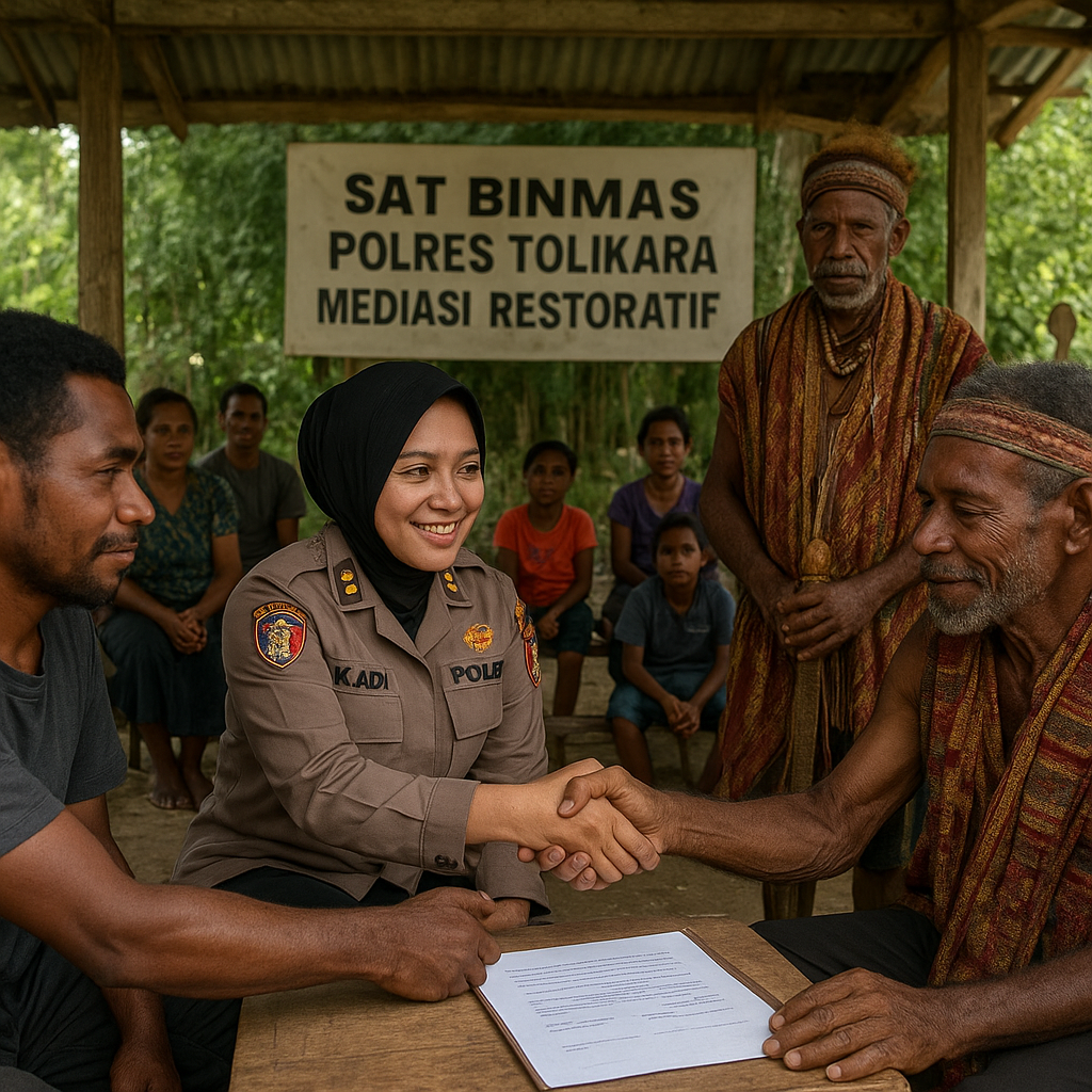 Sat Binmas Polres Tolikara Kedepankan Problem Solving Humanis, Mediasi Kasus Penganiayaan Berakhir dengan Kesepakatan Adat