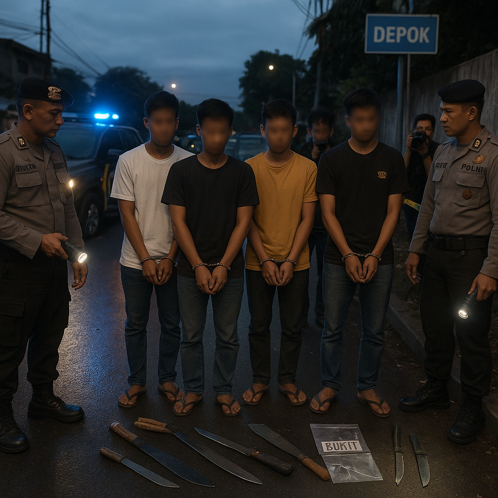 Tawuran di Depok, 6 Pemuda Bersajam Ditangkap Polisi