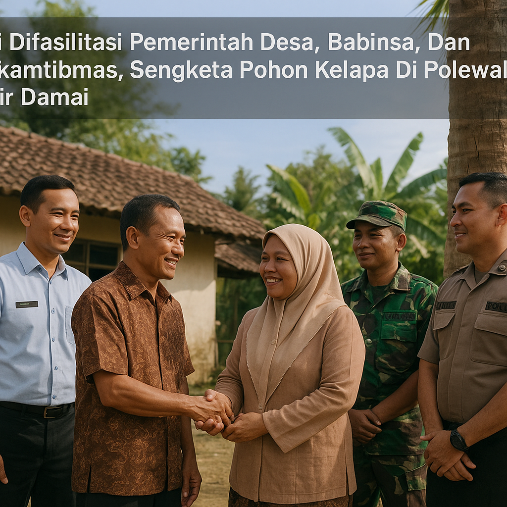 Mediasi Difasilitasi Pemerintah Desa, Babinsa, Dan Bhabinkamtibmas, Sengketa Pohon Kelapa Di Polewali Berakhir Damai