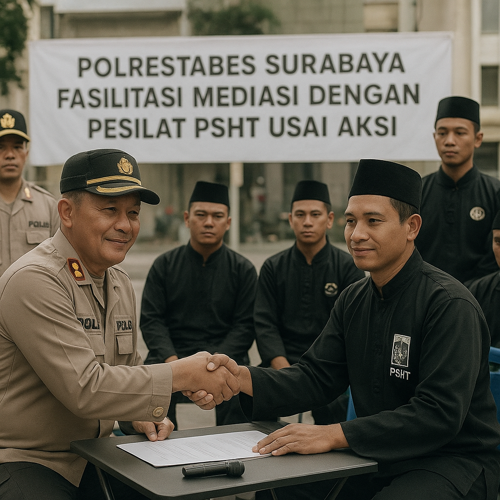 Polrestabes Surabaya Fasilitasi Mediasi dengan Pesilat PSHT Usai Aksi