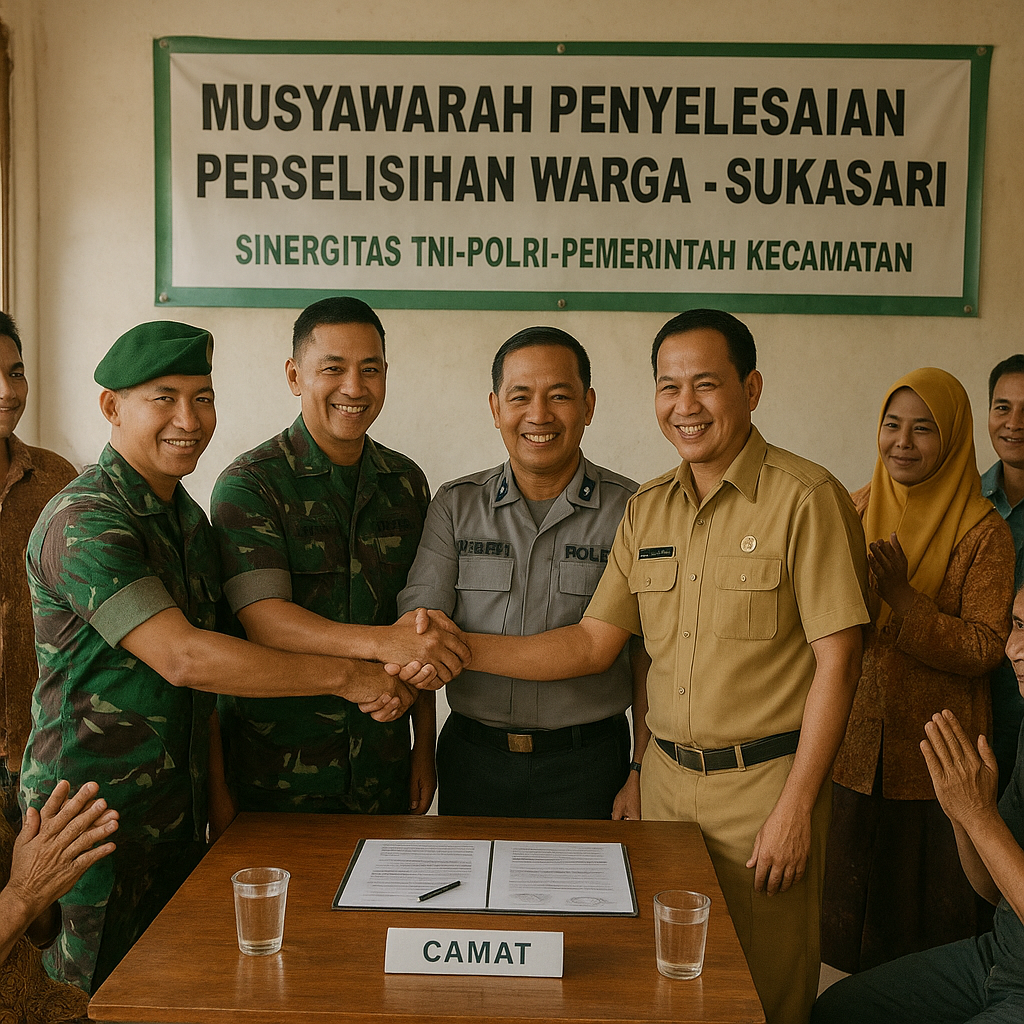 Sinergitas TNI-Polri dan Pemerintah Kecamatan Berhasil Mediasi Perselisihan Warga di Sukasari