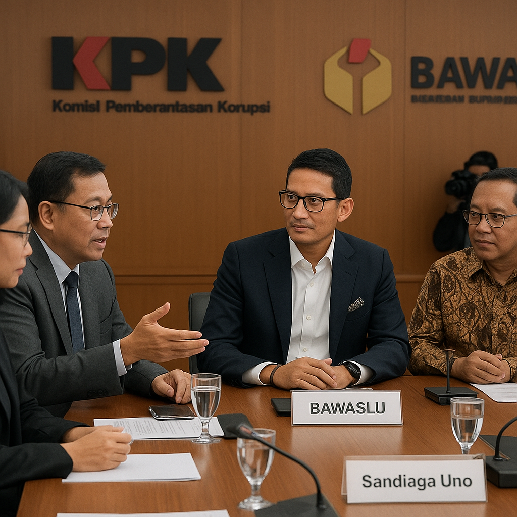 Delegasi KPK-Bawaslu Bertemu Sandiaga Uno untuk Bahas Resolusi Konflik Pemilu 2024