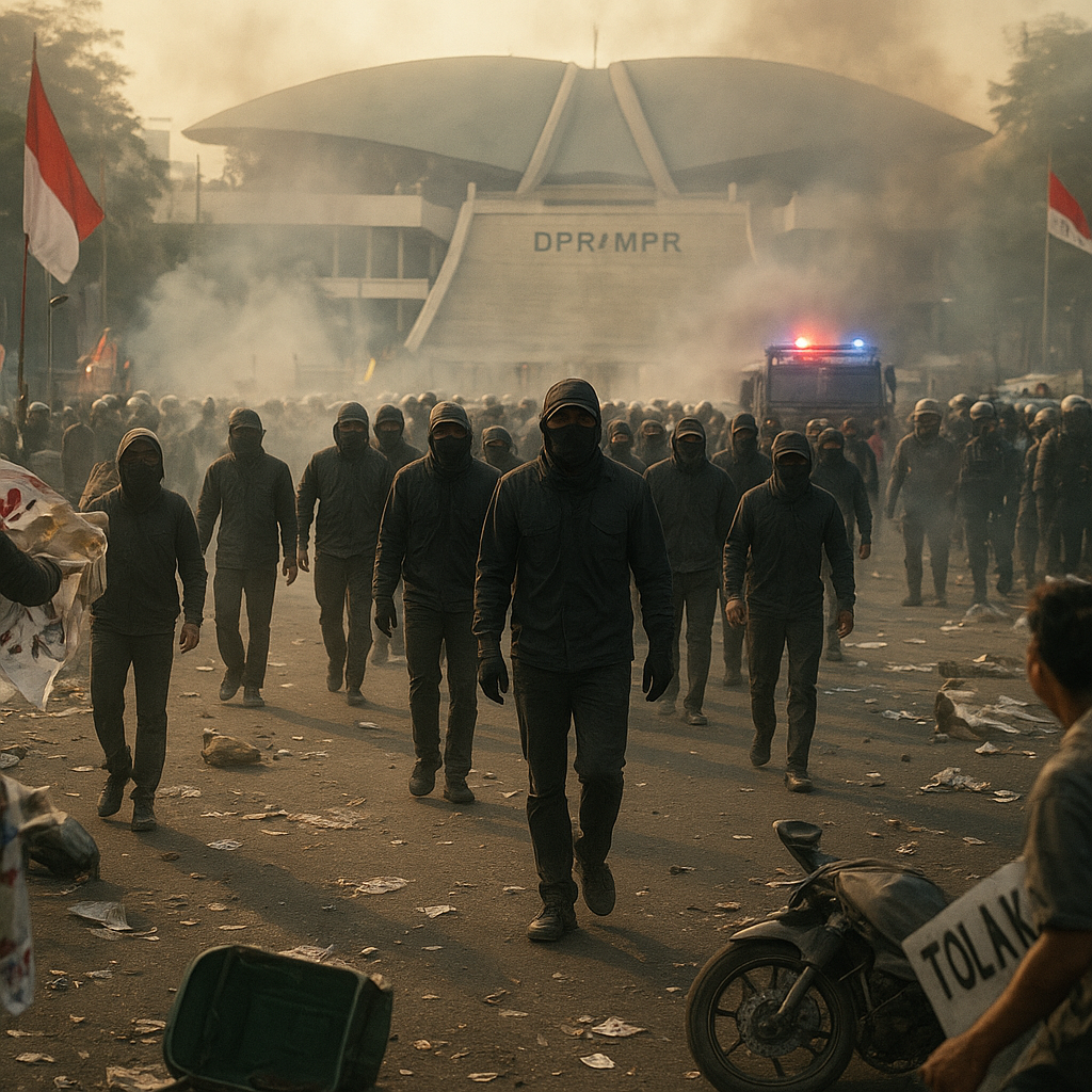 Siapakah Massa Misterius yang Tiba-tiba Muncul dalam Kerusuhan Seusai Demo di DPR?