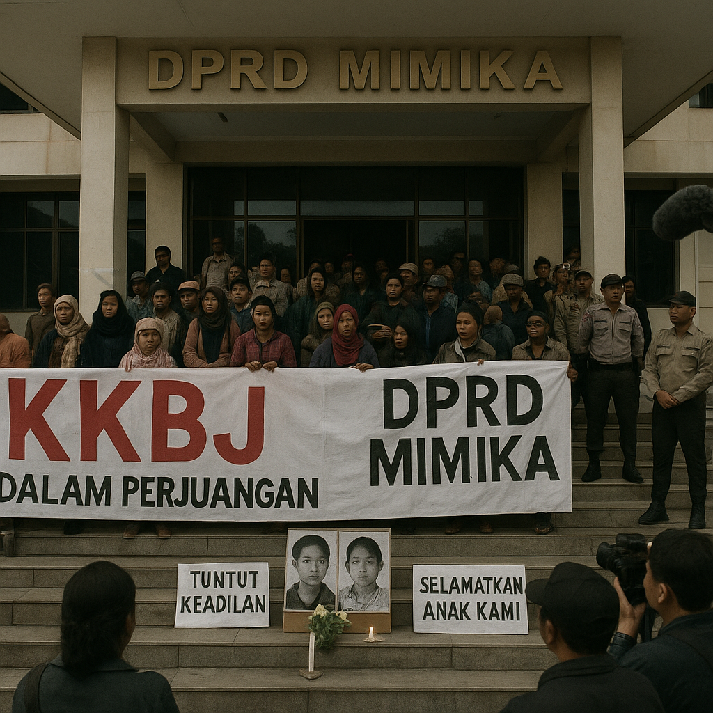 KKBJ Penduduki DPRD Mimika Buntut Tragedi Pembunuhan 2 Pelajar SP 3