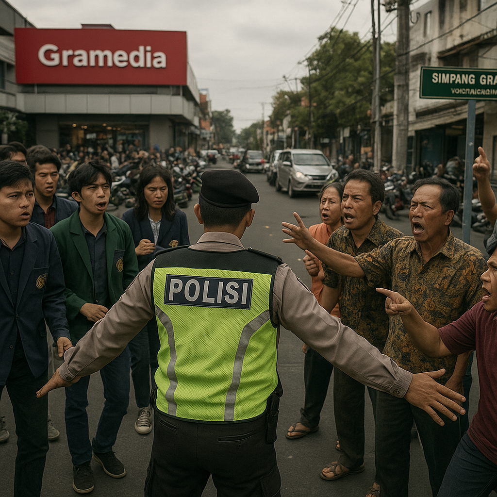 Kericuhan Warnai Pembubaran Aksi Mahasiswa di Simpang Gramedia Yogyakarta, Polisi Turun Tangan Lerai Gesekan Warga