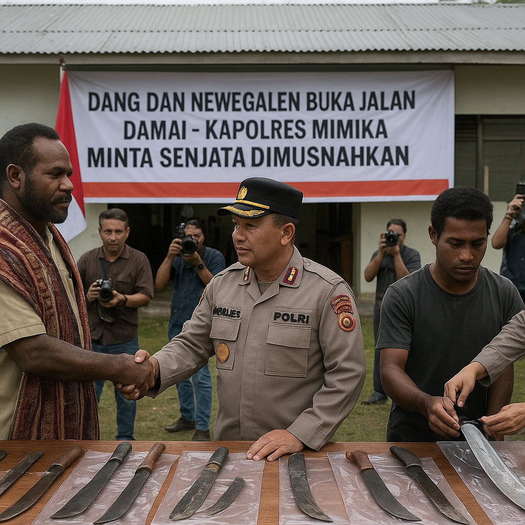 Dang dan Newegalen Buka Jalan Damai, Kapolres Mimika Minta Senjata Dimusnahkan