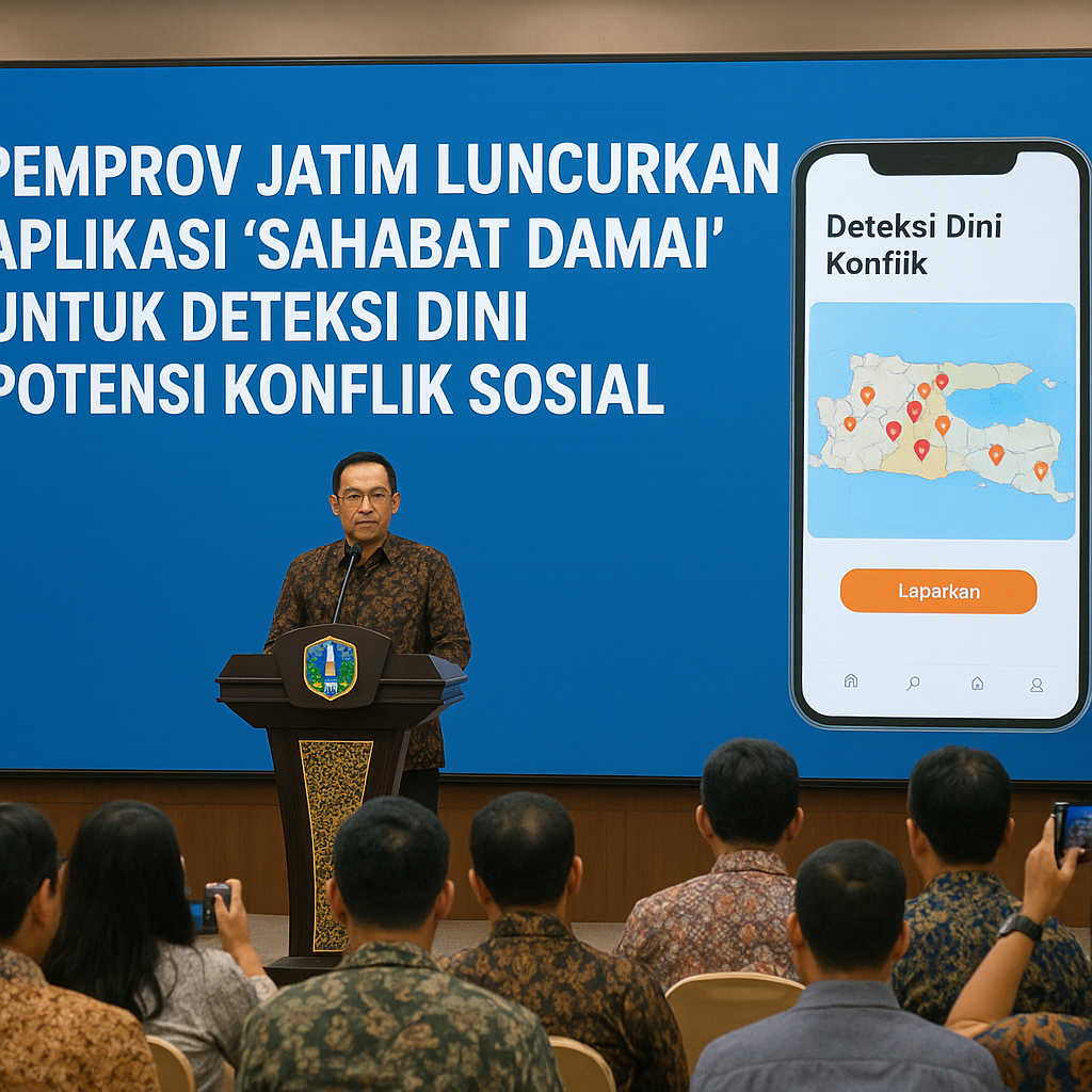 Pemprov Jatim Luncurkan Aplikasi 'Sahabat Damai' untuk Deteksi Dini Potensi Konflik Sosial