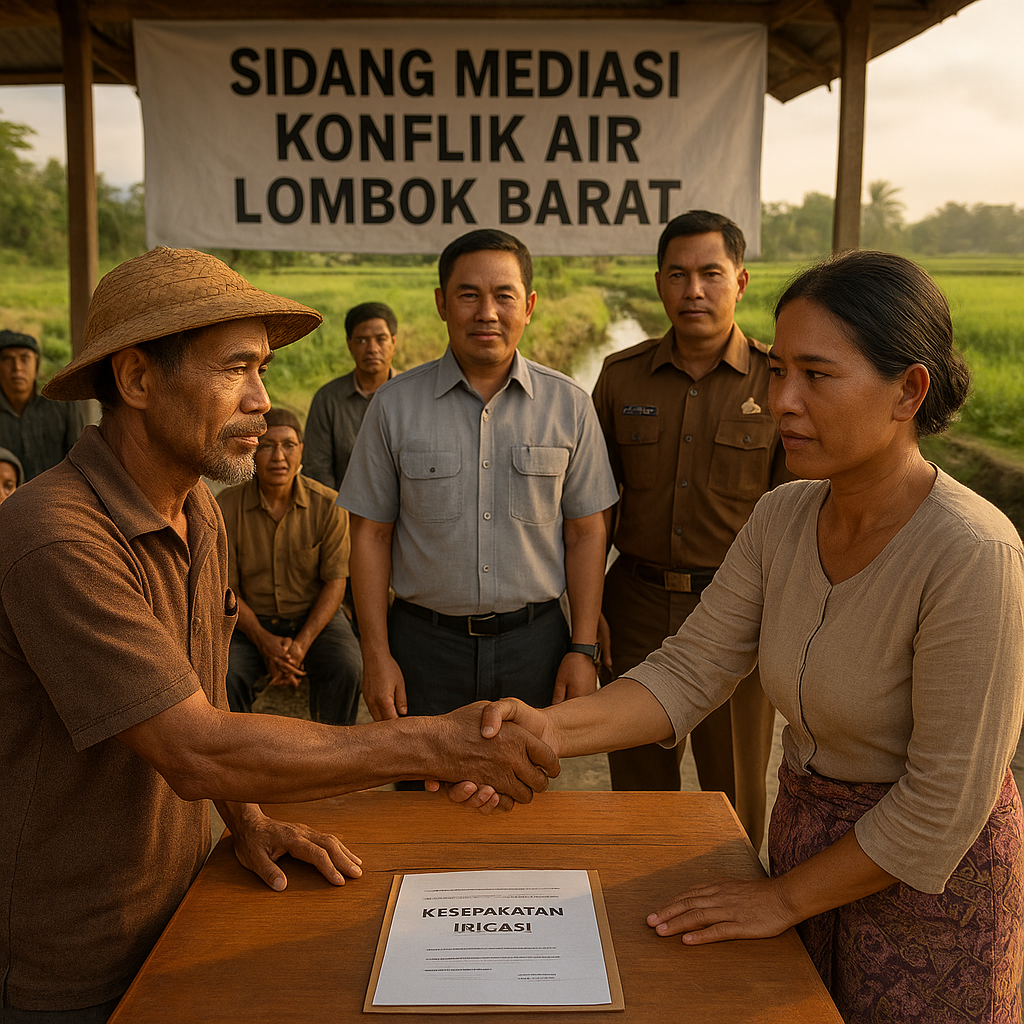 Sidang Mediasi Konflik Air di Lombok Barat Hasilkan Kesepakatan Irigasi Bergilir Antar Petani