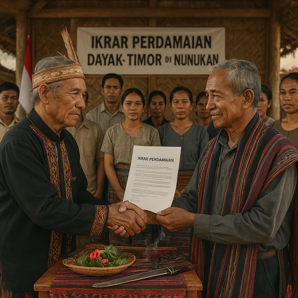Ikrar Perdamaian Dayak-Timor di Nunukan: 'Yang Kita Putus Permusuhan, Bukan Persaudaraan'