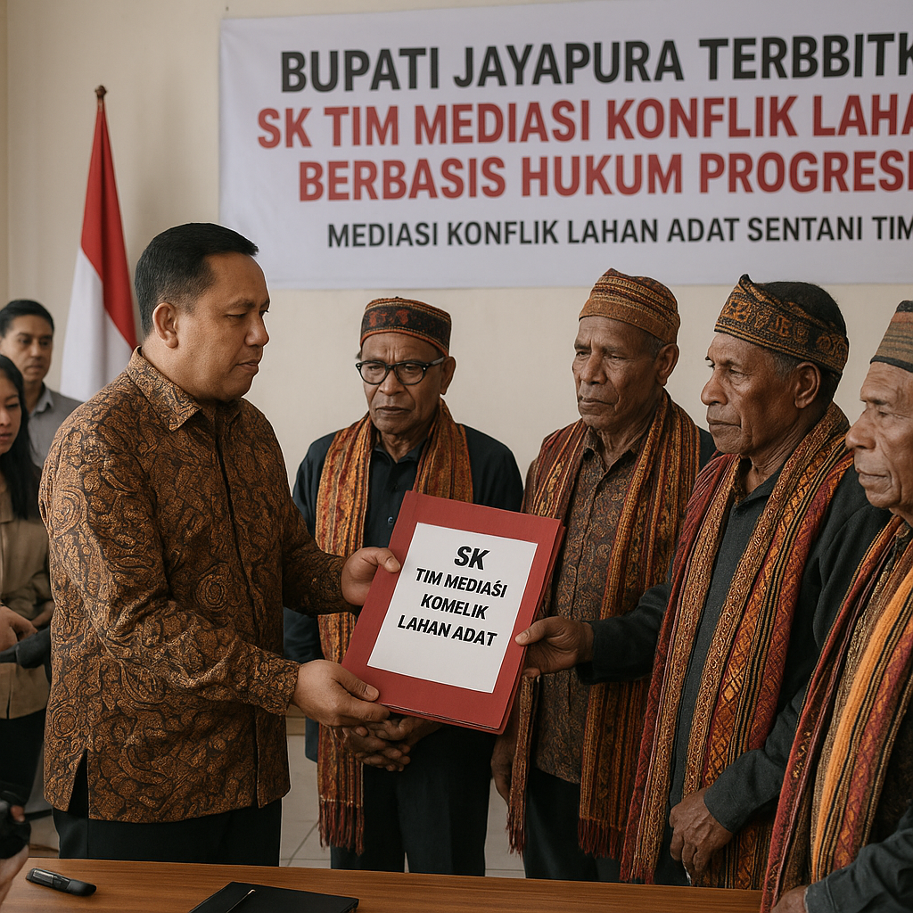 Bupati Jayapura Terbitkan SK Tim Mediasi Konflik Lahan Adat Berbasis Hukum Progresif