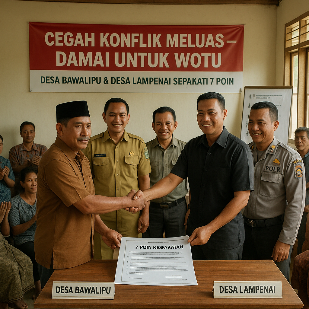 Cegah Konflik Meluas, Dua Desa di Wotu Sepakati Damai, Berikut 7 Poin Penting yang Disepakati