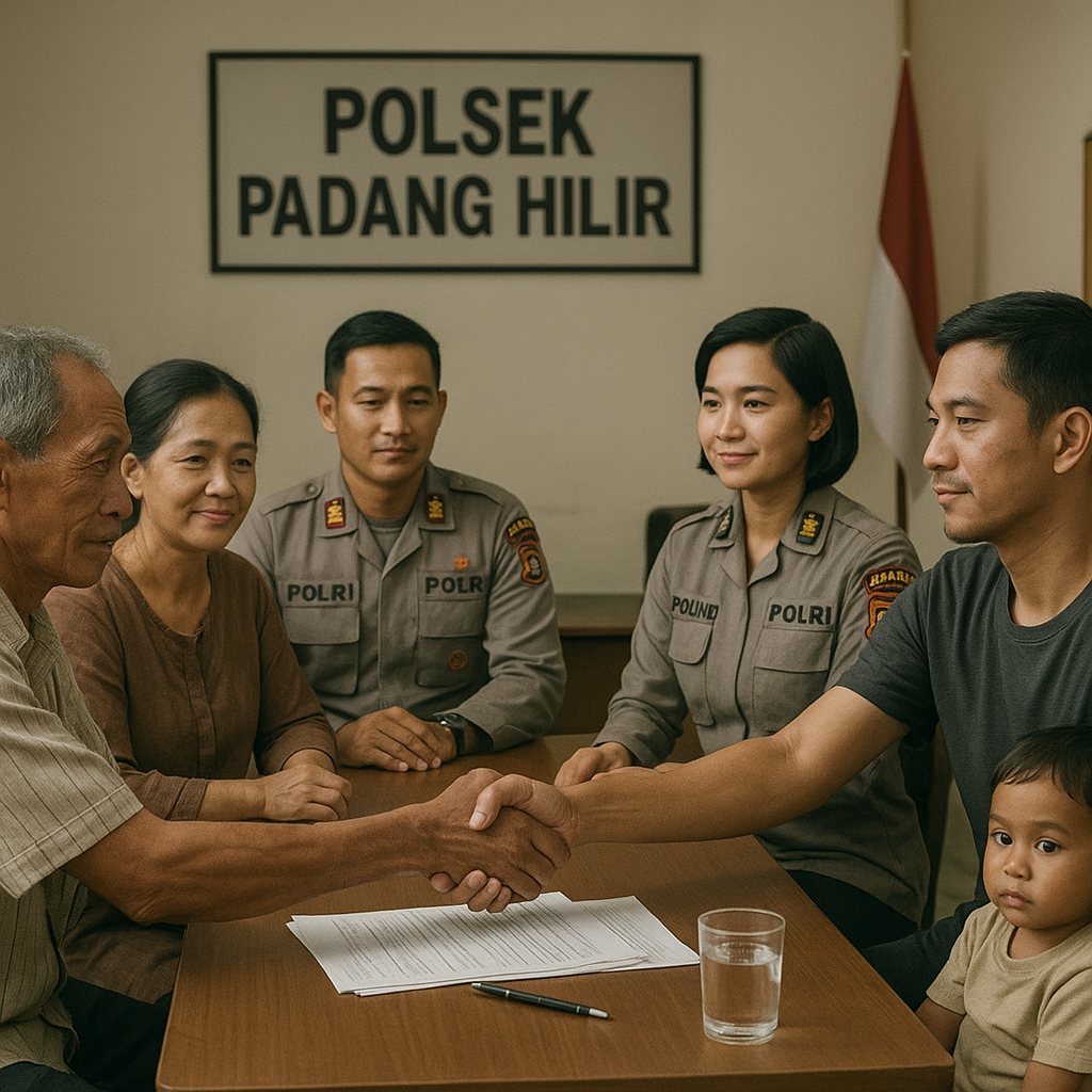 Polsek Padang Hilir Mediasi Perselisihan Warga, Berdamai Secara Kekeluargaan