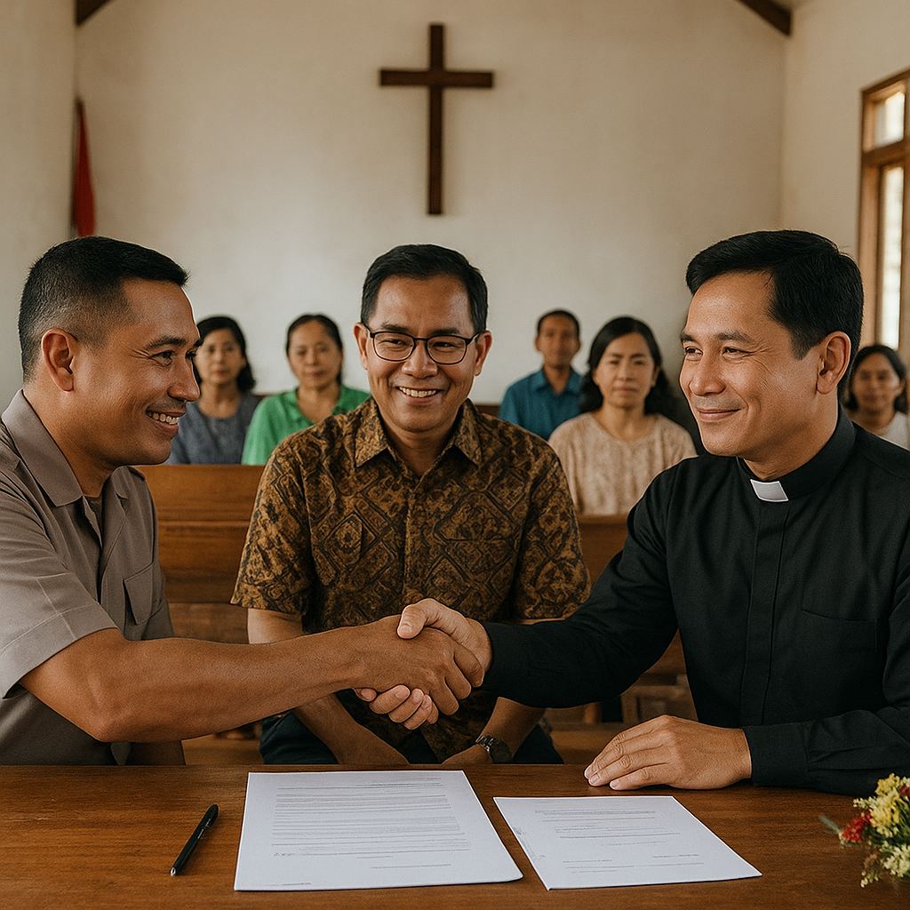 Kapolsek Pamona Utara Fasilitasi Perdamaian Jemaat dan Pendeta Terkait Sengketa Pastori