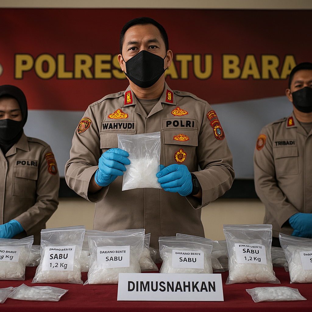 Polres Batu Bara Ungkap Kasus Sabu, 1,2 Kg Barang Bukti Dimusnahkan