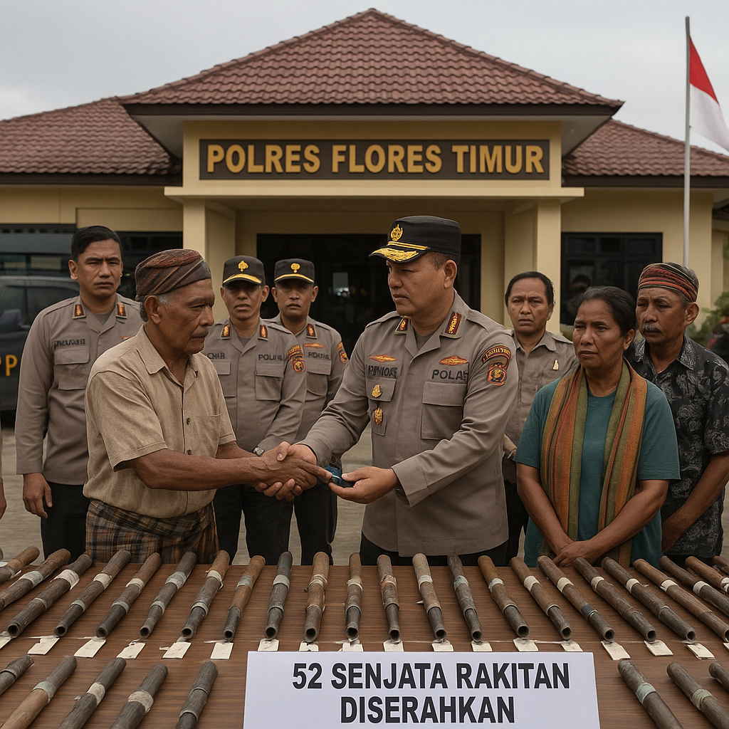 Pascakonflik di Adonara NTT, 52 Senjata Rakitan Diserahkan Warga ke Polres Flores Timur