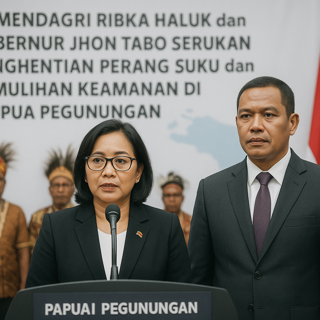 Wamendagri Ribka Haluk dan Gubernur Jhon Tabo Serukan Penghentian Perang Suku dan Pemulihan Keamanan di Papua Pegunungan