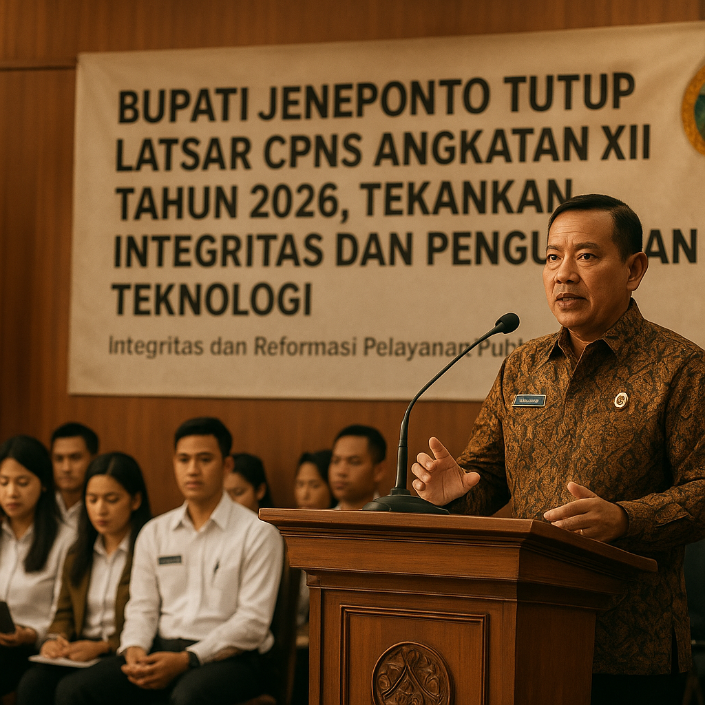 Bupati Jeneponto Tutup Latsar CPNS Angkatan XII Tahun 2026, Tekankan Integritas dan Penguasaan Teknologi