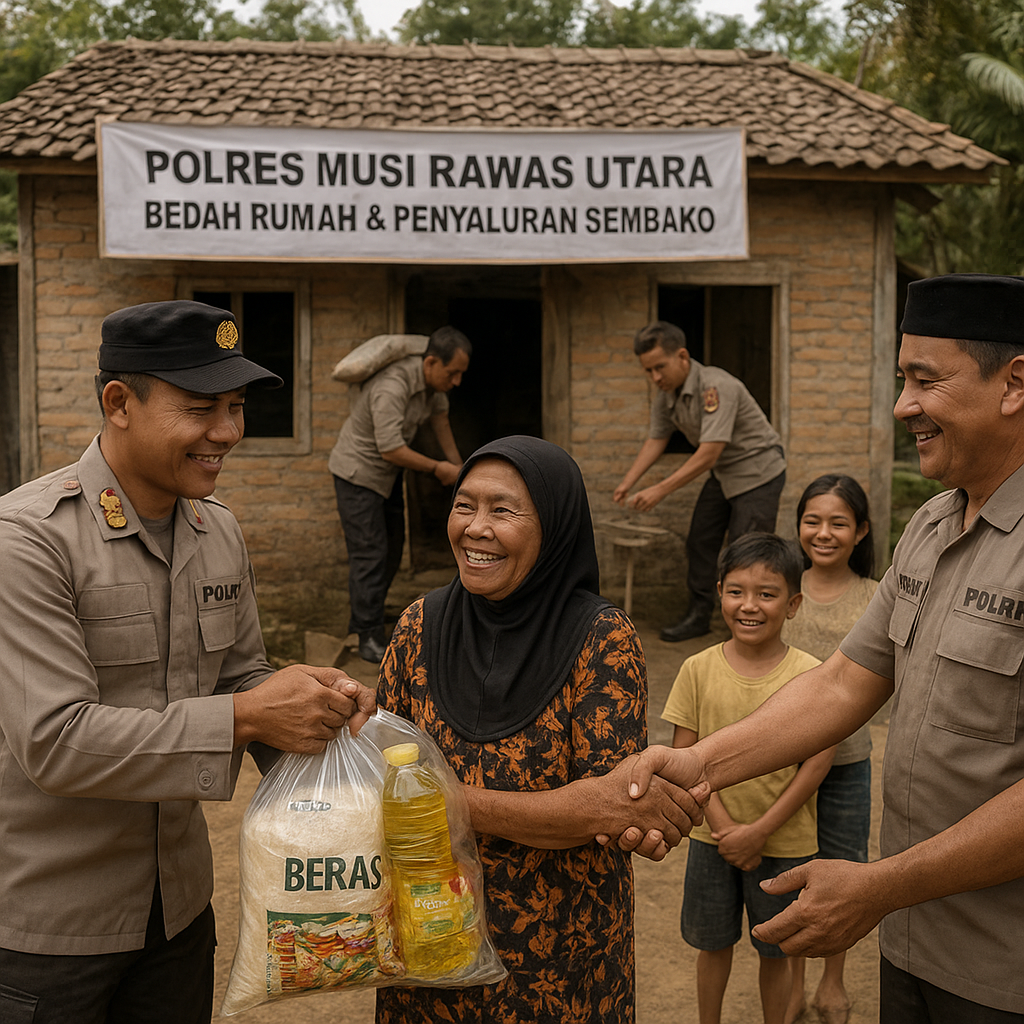 Polres Musi Rawas Utara Bedah Rumah dan Salurkan Sembako, Wujud Nyata Kepedulian Sosial Polri