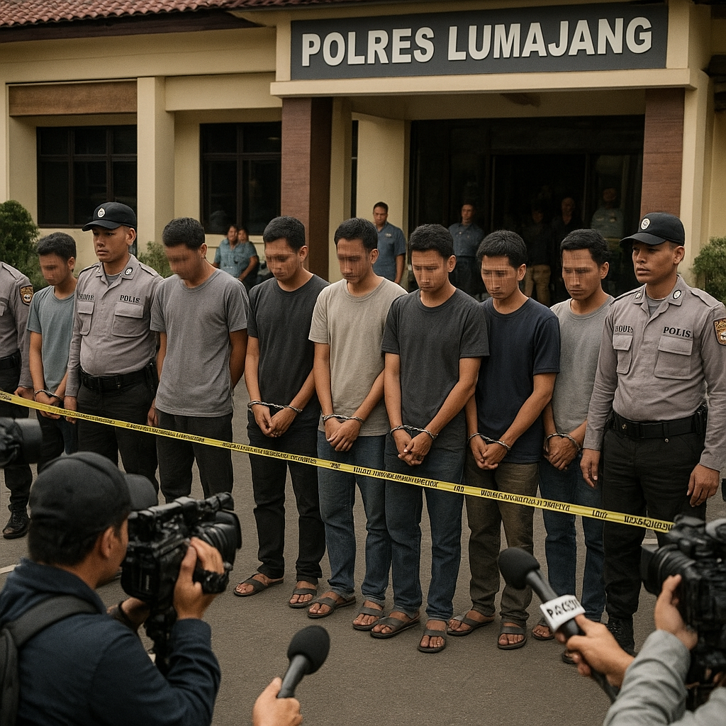 Polres Lumajang Amankan 10 Terduga Pelaku Pembacokan Kades Pakel, Status Saksi